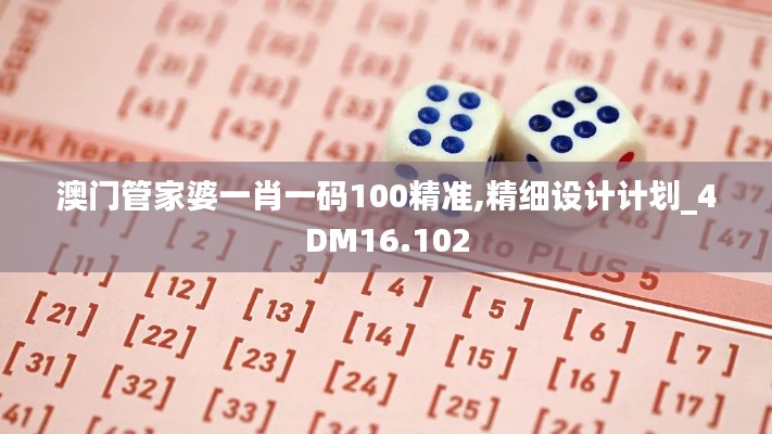 澳门管家婆一肖一码100精准,精细设计计划_4DM16.102