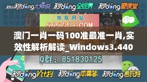 澳门一肖一码100准最准一肖,实效性解析解读_Windows3.440