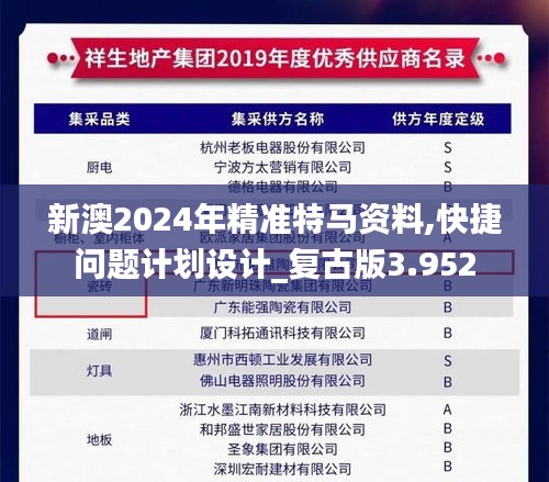 新澳2024年精准特马资料,快捷问题计划设计_复古版3.952