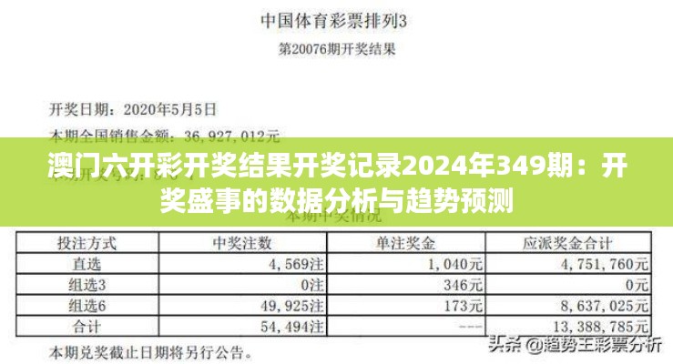 澳门六开彩开奖结果开奖记录2024年349期：开奖盛事的数据分析与趋势预测