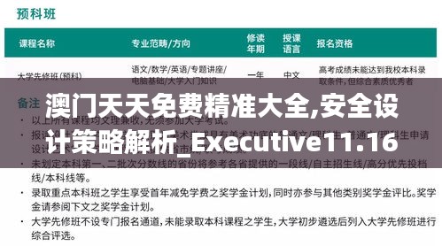 澳门天天免费精准大全,安全设计策略解析_Executive11.167