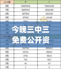 今晚三中三免费公开资料,整体讲解执行_tool4.285