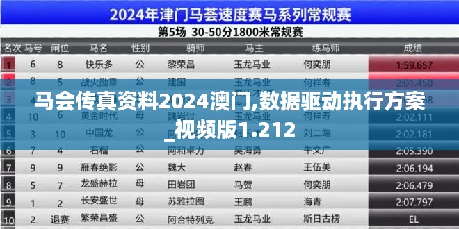 马会传真资料2024澳门,数据驱动执行方案_视频版1.212