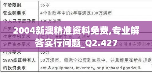 2004新澳精准资料免费,专业解答实行问题_Q2.427