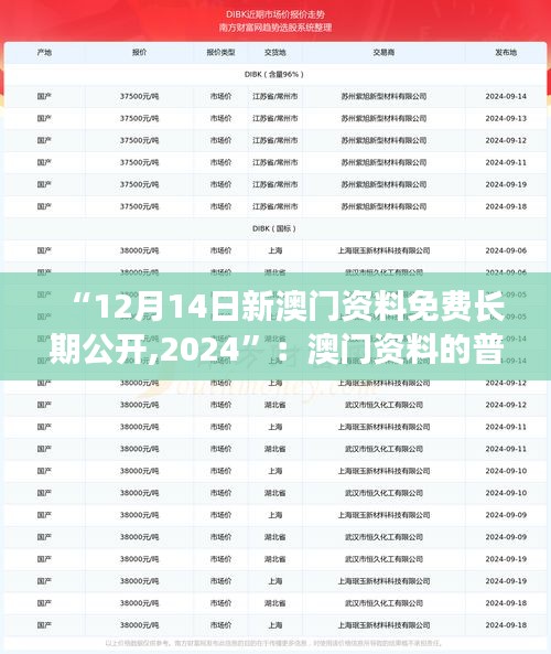 “12月14日新澳门资料免费长期公开,2024”：澳门资料的普及，研究者的幸运