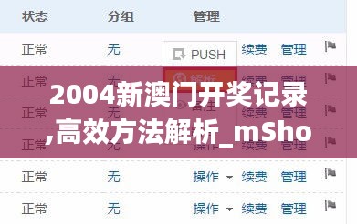 2004新澳门开奖记录,高效方法解析_mShop6.974