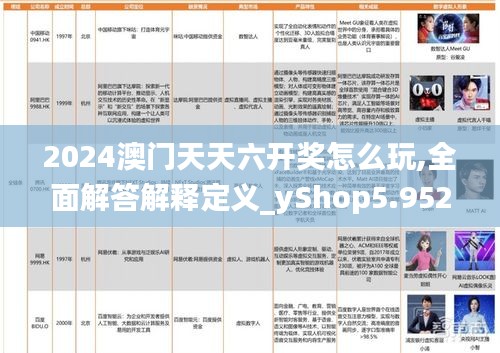 2024澳门天天六开奖怎么玩,全面解答解释定义_yShop5.952